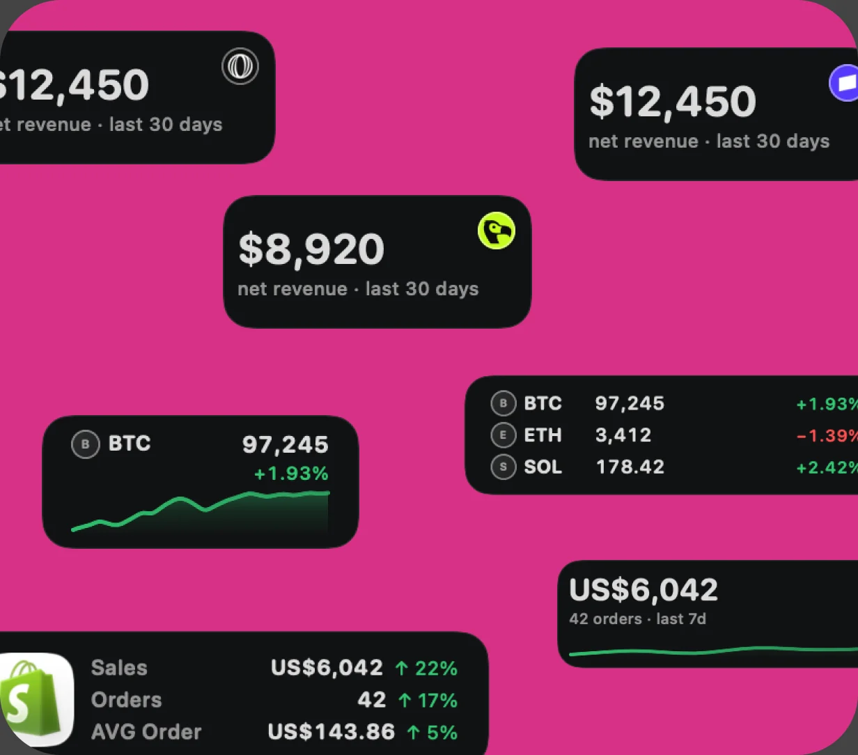 Stripe, Polar, Dodo Payments, Shopify, and crypto widgets in CoolDock.