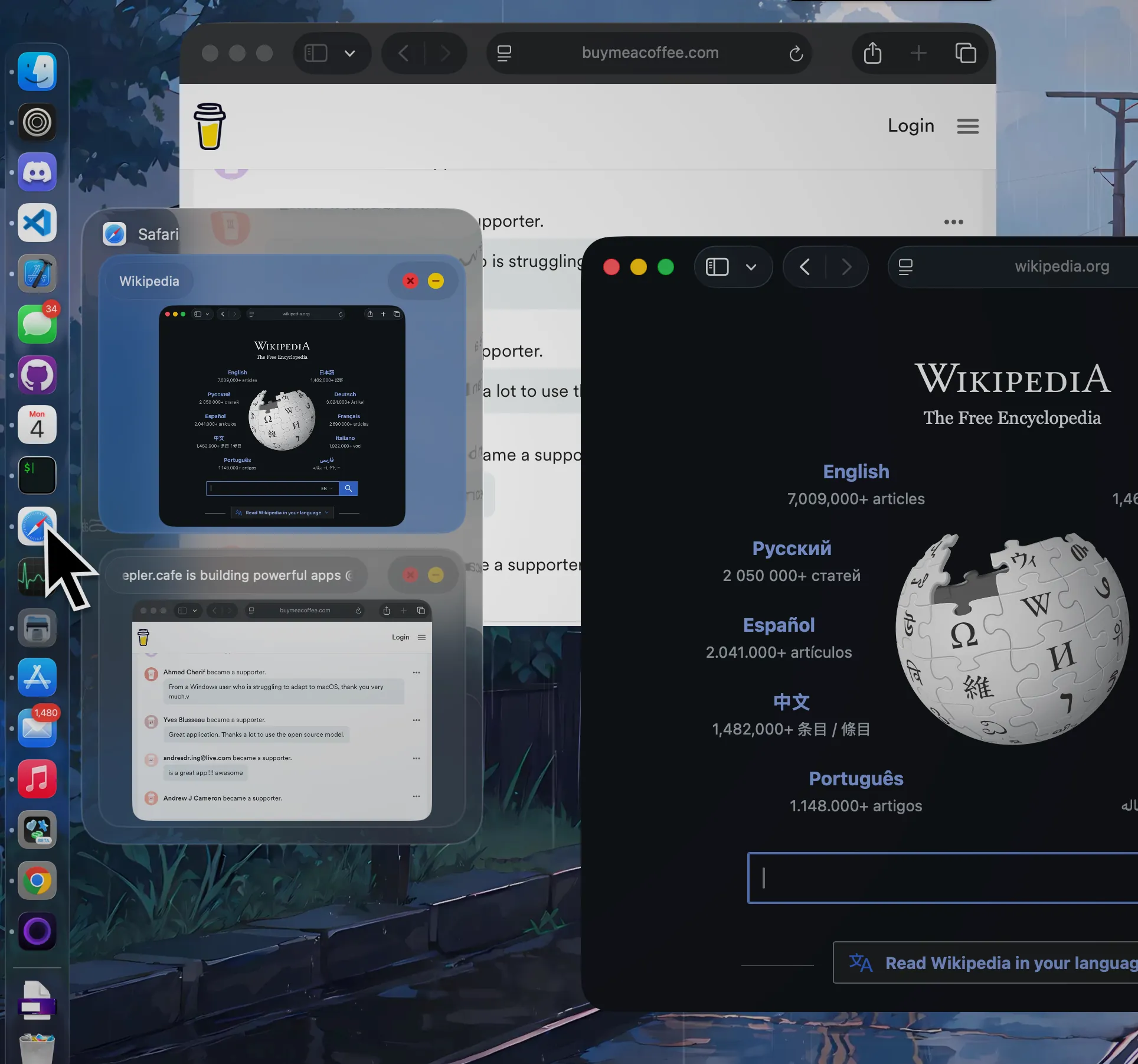 DockDoor showing window previews on the macOS Dock