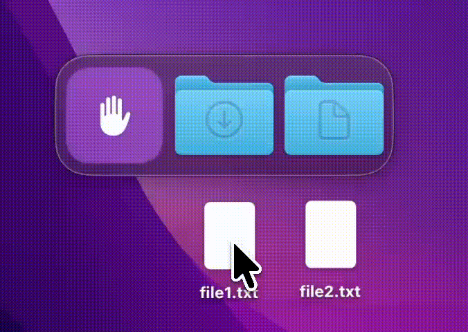 Dragging files into a folder and onto an app inside an ExtraDock dock
