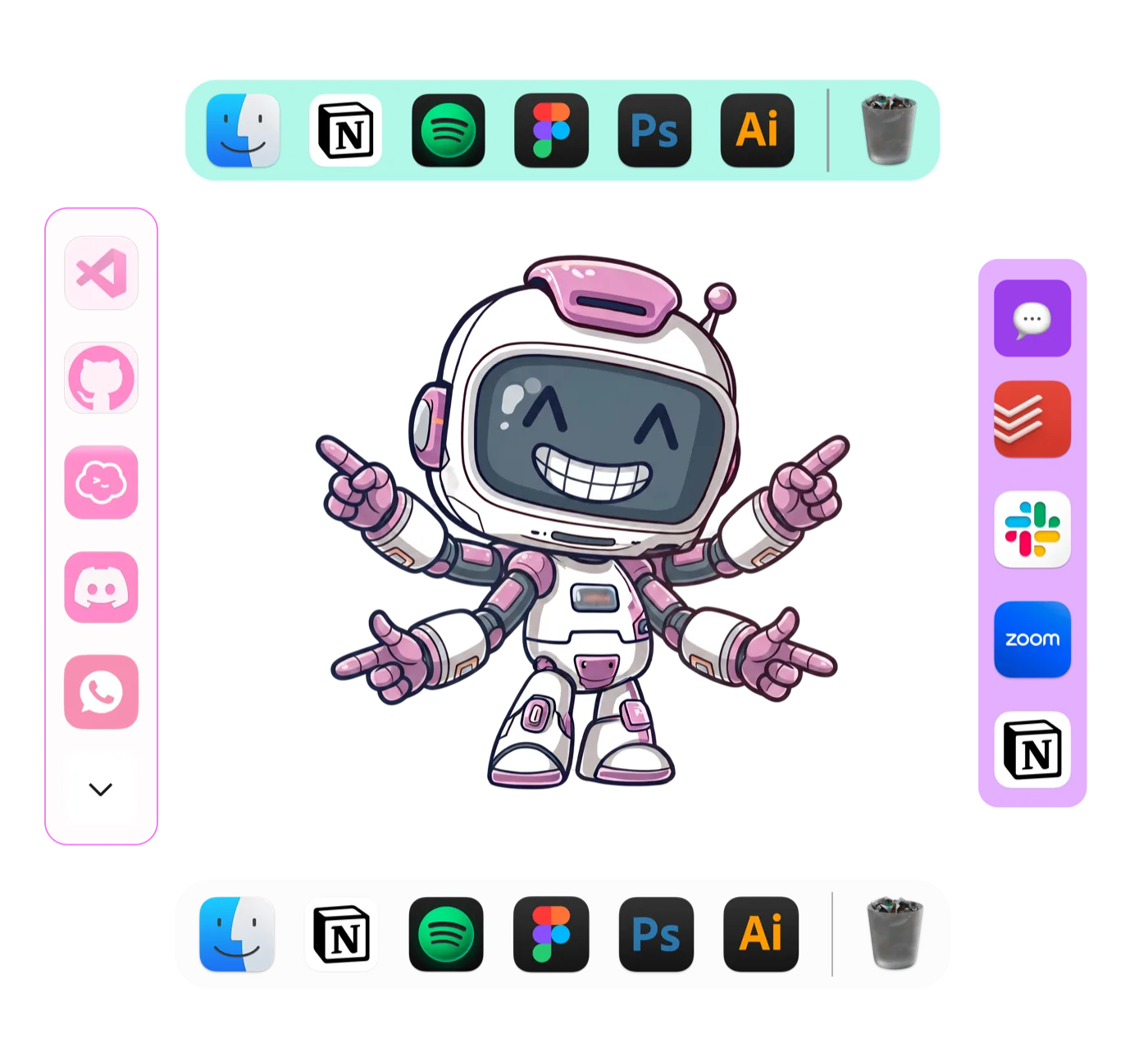 ExtraDock's ExtraBot mascot adding as many docks as they want
