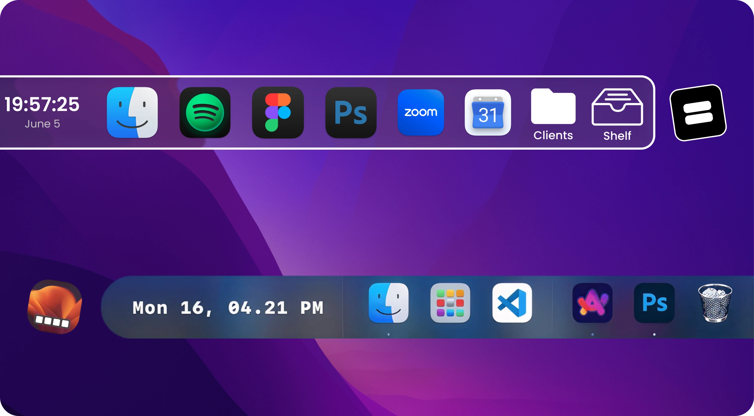 ExtraDock compared with DockFix on macOS