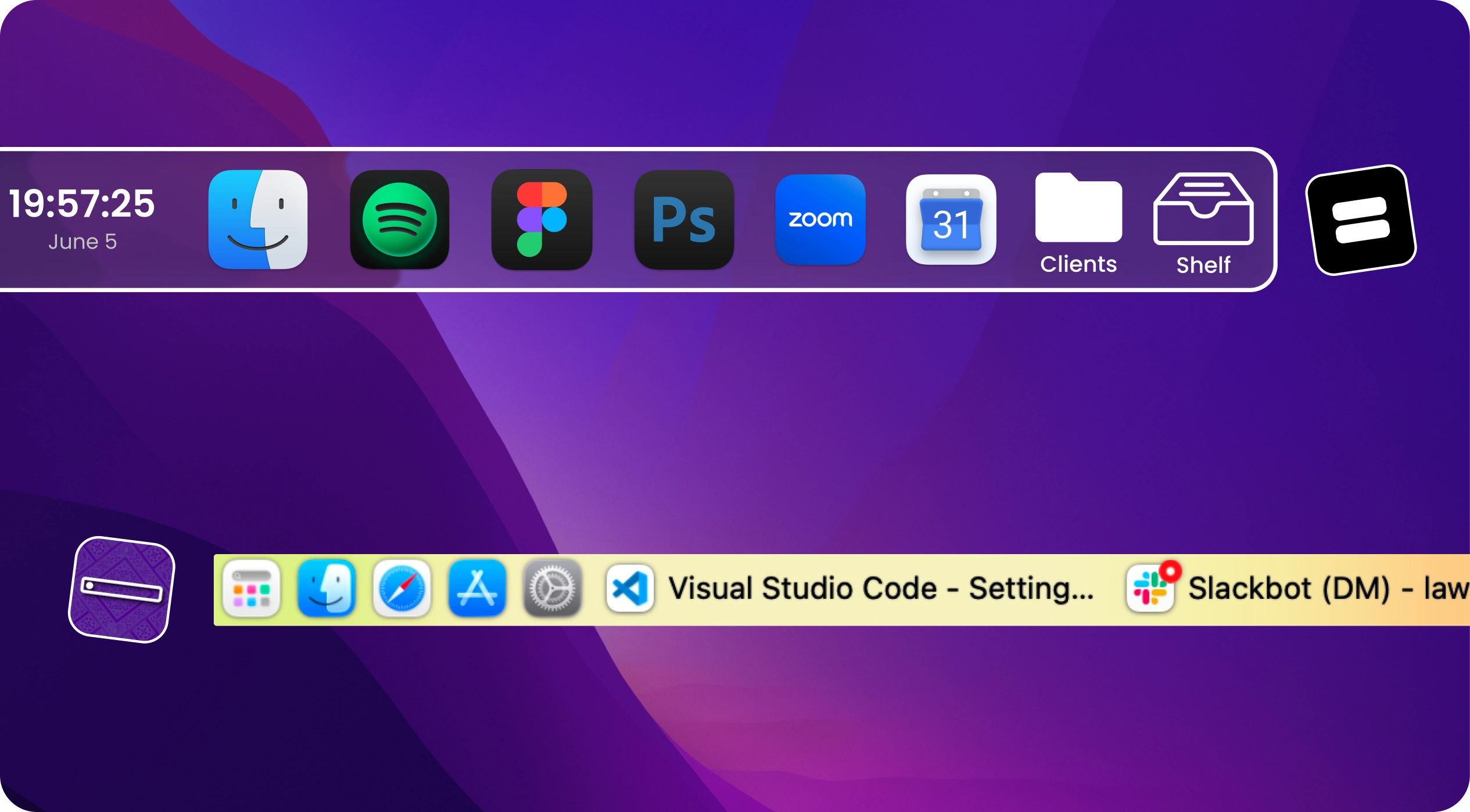 ExtraDock giving macOS a taskbar-style dock on every screen