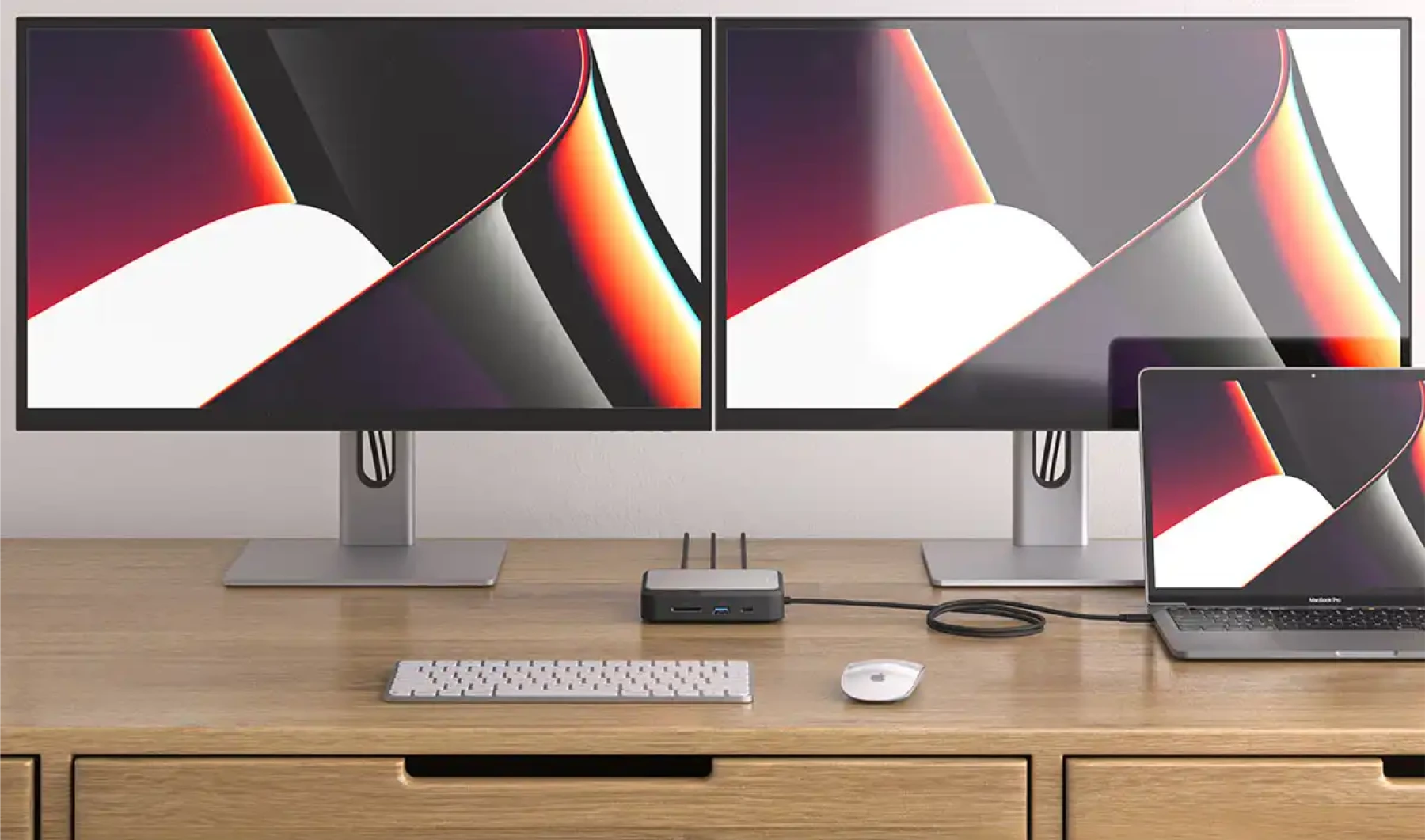 A multi-monitor desk setup