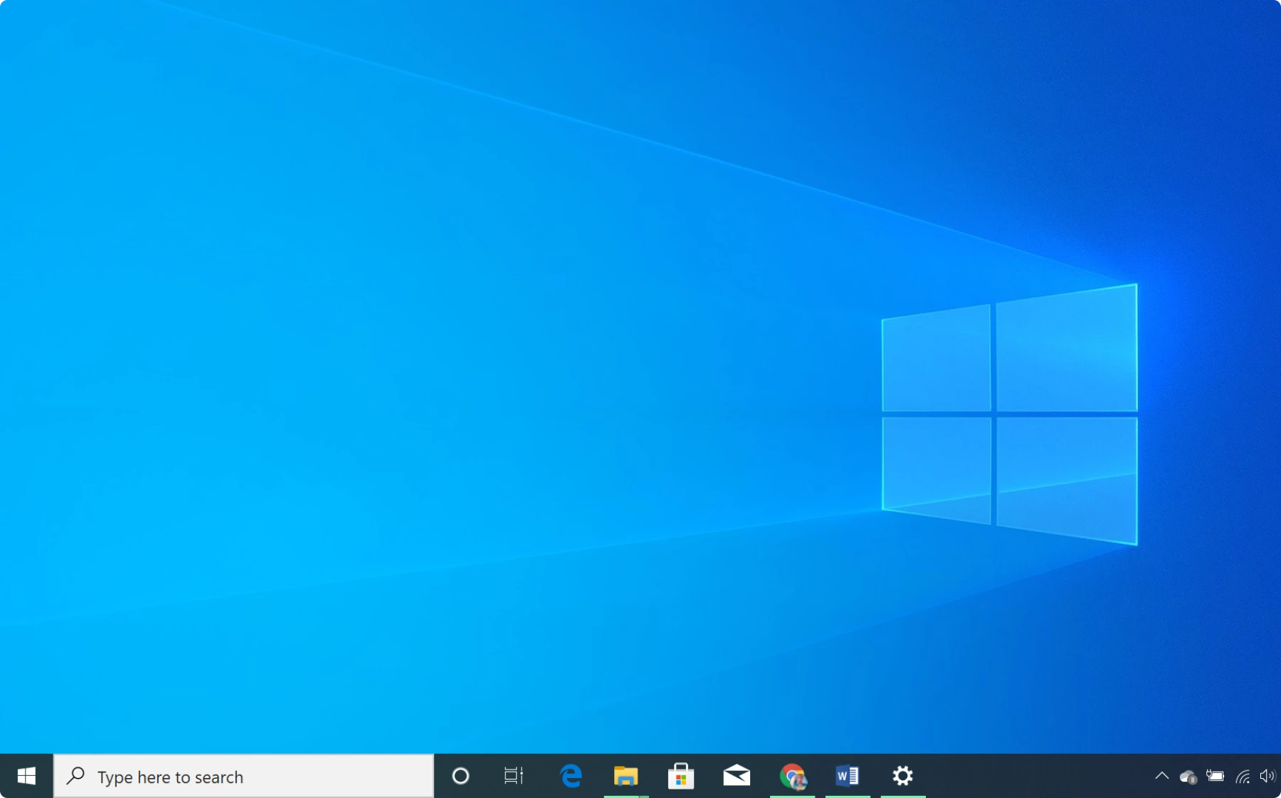 A Windows 10 desktop with the classic edge-to-edge taskbar